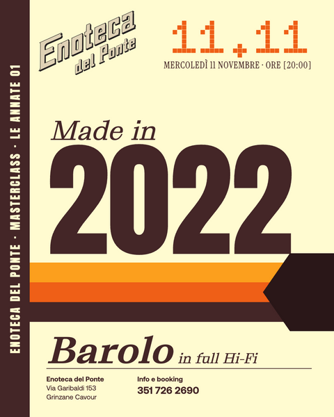 MASTERCLASS BAROLO 2022 | Mercoledì 11 novembre 2026 ore 20