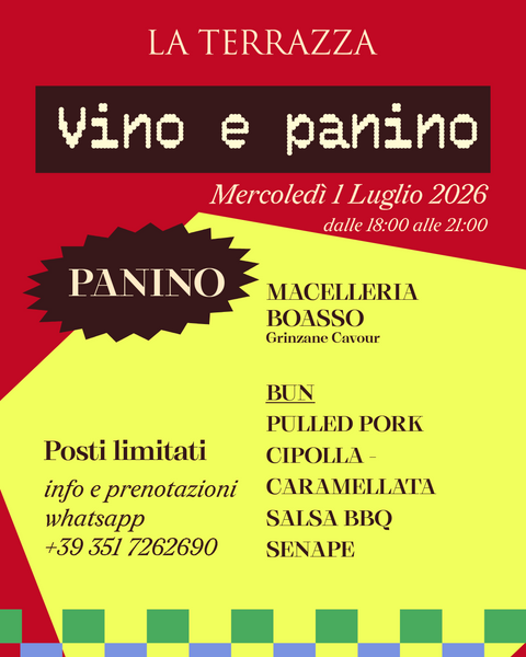 Vino&Panino Notte Spagnola | Mercoledì 1 Luglio 2026 dalle ore 18:00