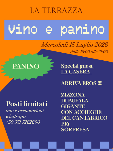 Vino&Panino X Rossese Bianco | Mercoledì 15 Luglio 2026 18-21